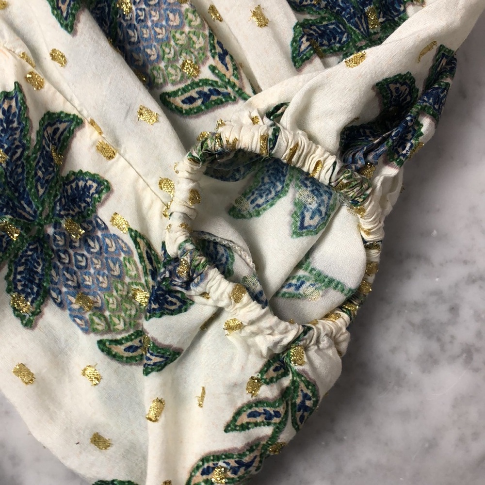 FARM Rio Floral V-Neck Crop Top - White and Blue Size PP - Picture 8 of 10